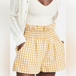 English Factory Yellow Gingham Paper Bag Shorts